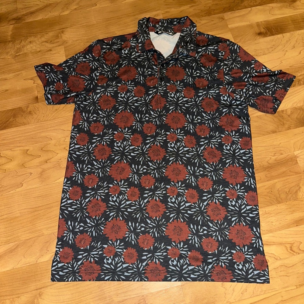Travis Mathew Men's Tropical Floral Print Polo Shirt Golf Casual Size M